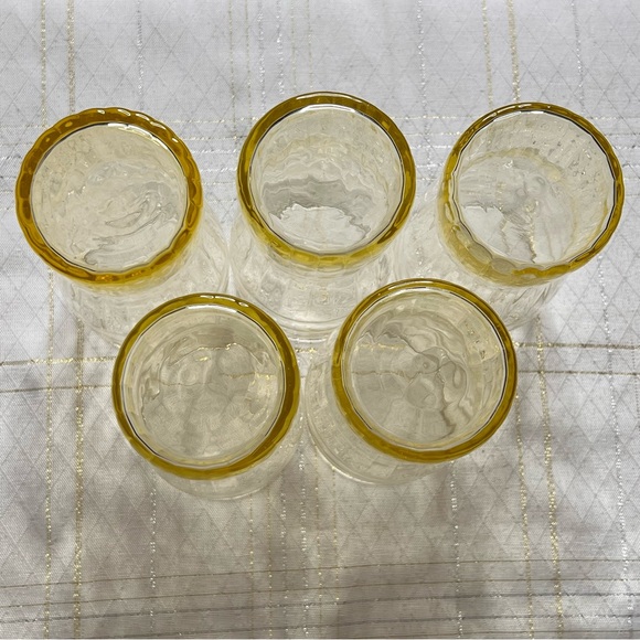 Set of 5 Vintage Yellow Depression Glass Patrician Pattern 5.5” Tall Glasses - Picture 5 of 5